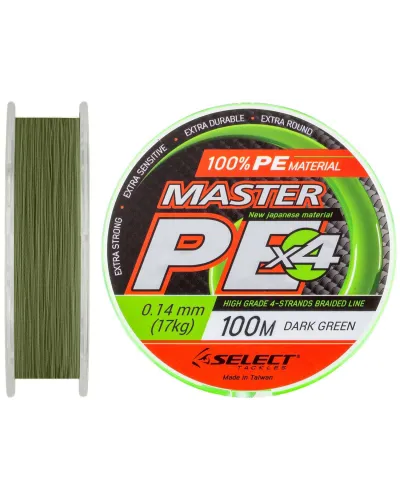 Шнур Select Master PE 100m 0.14 mm 17 кг темн.-зел.