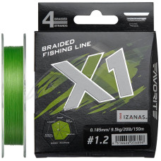 Шнур Favorite X1 PE 4x 150m (l.green) #1.2/0.185mm 20lb/9.5kg