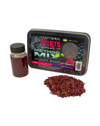 Пелетс Carptronik Method mix Multi Box, 400g (Ликвид Печень-черная смородина 100g)