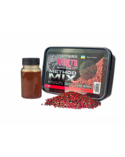 Пелетс Carptronik Method mix Multi Box, 400g (Ліквід Жгучі спеції 100g)