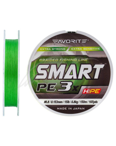 Шнур Favorite Smart PE 3x 150м (l.green) #0.8/0.153mm 15lb/6.8kg