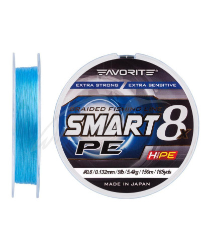 Шнур Favorite Smart PE 8x 150м (sky blue) #0.6/0.132mm 9lb/5.4kg