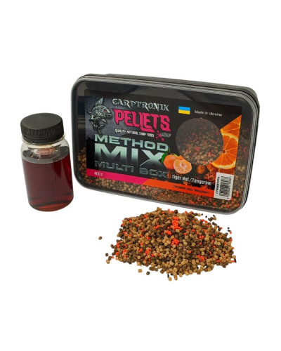 Пелетс Carptronik Method mix Multi Box, 400g (Ліквід Тигровий горіх-мандарин 100g)