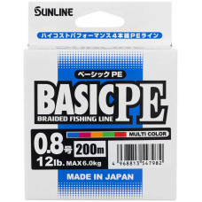 Шнур Sunline Basic PE 200m (Multi Color) #0.8/0.153mm 12lb/6kg