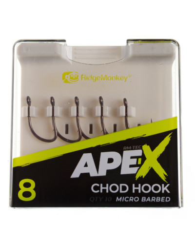 Крючок карповый RidgeMonkey Ape-X Chod Barbed size 8