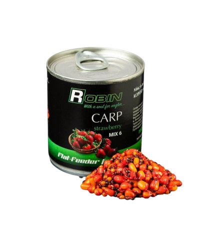MIX-6 зерен ROBIN Карп Клубника 200 ml. ж/б