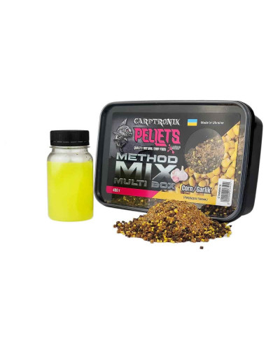 Пелетс Carptronik Method mix Multi Box, 400g (Ликвид Кукуруза-чеснок 100g)