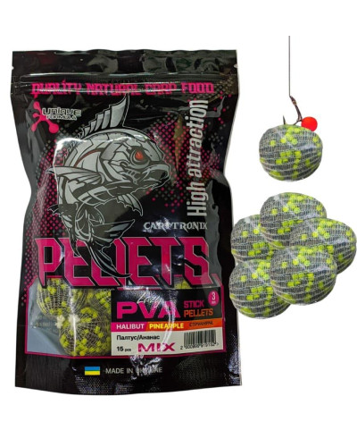Готовий ПВА стік Carptronik lazy PVA stick pellets Halibut/Pineapple (Палтус/Ананас) 15шт