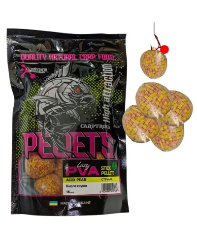 Готовый ПВА стик Carptronik lazy PVA stick pellets Acid pear (Кислая груша) 15шт