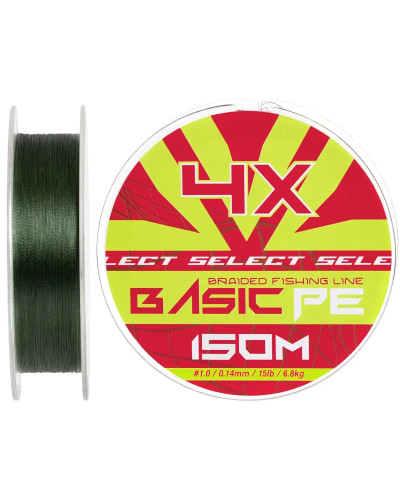 Шнур Select Basic PE 150m (темн-зел.) 0.14mm 15lb/6.8kg