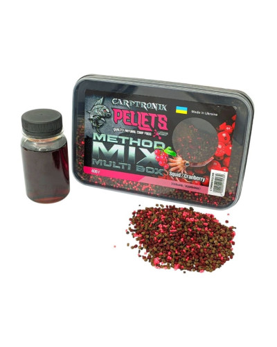 Пелетс Carptronik Method mix Multi Box, 400g (Ликвид Кальмар-клюква 100g)