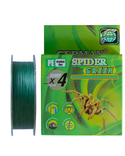 Шнур German Spider Green X4 (темно-зелений) 0.20mm 100m 16.5kg