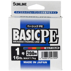 Шнур Sunline Basic PE 200m (Multi Color) #1.0/0.171mm 16lb/7.7kg