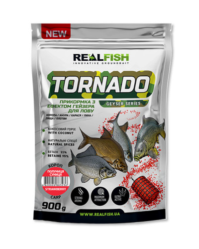 Прикормка RealFish TORNADO "Короп полуниця-суниця" 900g