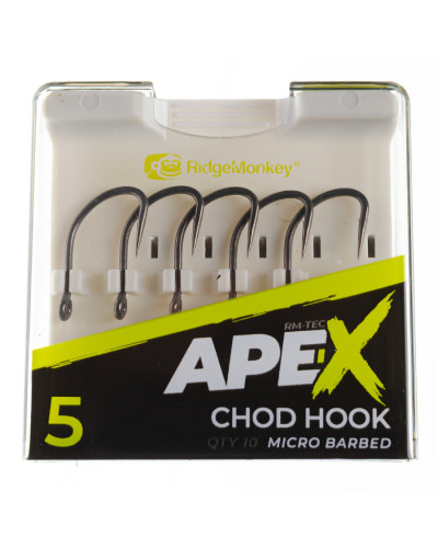 Крючок карповый RidgeMonkey Ape-X Chod Barbed size 5