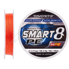 Шнур Favorite Smart PE 8x 150м (red orange) #1.0/0.171mm 12lb/8.7kg