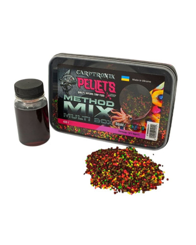 Пелетс Carptronik Method mix Multi Box, 400g (Ліквід Кальмар-тутті фрутті 100g)