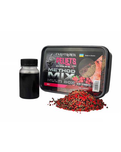 Пелетс Carptronik Method mix Multi Box, 400g (Ликвид Криль клюква 100g)