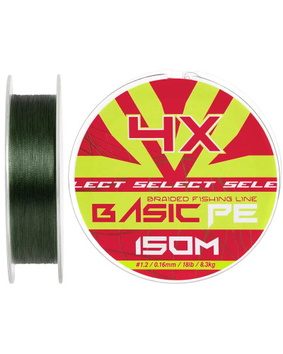 Шнур Select Basic PE 150m (темн-зел.) 0.16mm 18lb/8.3kg