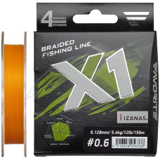 Шнур Favorite X1 PE 4x 150m (orange) #0.6/0.128mm 12lb/5.4kg