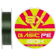 Шнур Select Basic PE 8X Green 150m #1.0/0.14mm 18lb/8.2kg
