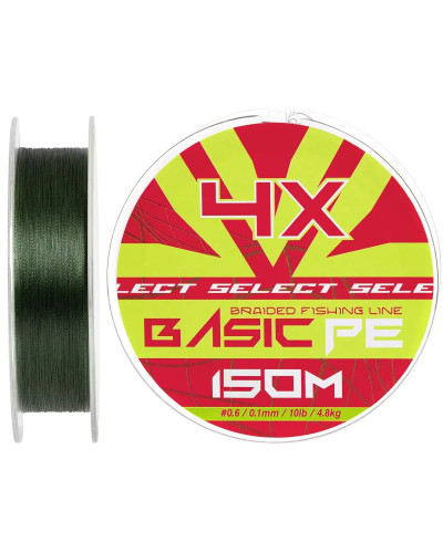 Шнур Select Basic PE 150m (темн-зел.) 0.10mm 10lb/4.8kg