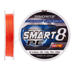 Шнур Favorite Smart PE 8x 150м (red orange) #2.0/0.242mm 25lb/13.8kg