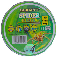 Шнур German Spider Green X4 (темно-зеленый) 0.08mm 100m 5.4kg