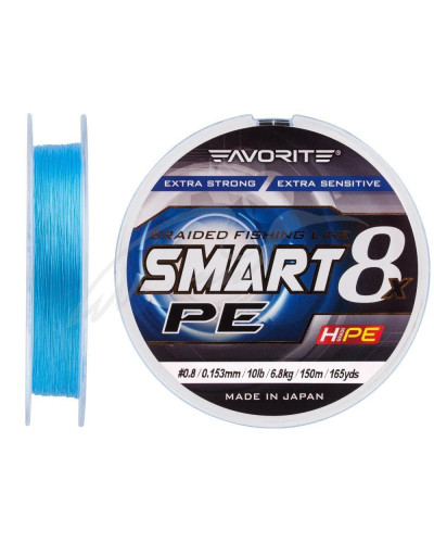 Шнур Favorite Smart PE 8x 150м (sky blue) #0.8/0.153mm 10lb/6.8kg