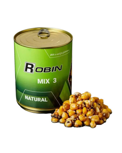 MIX-3 зерна ROBIN 900 ml. ж/б (Кукуруза, конопля, пшеница, подсластитель)