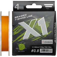Шнур Favorite X1 PE 4x 150m (orange) #1.0/0.165mm 19lb/8.7kg
