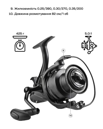 Котушка Brain Classic Carp Baitrunner 6000 4+1BB — фото 6