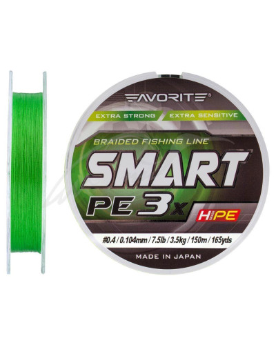 Шнур Favorite Smart PE 3x 150м (l.green) #0.4/0.104mm 7.5lb/3.5kg