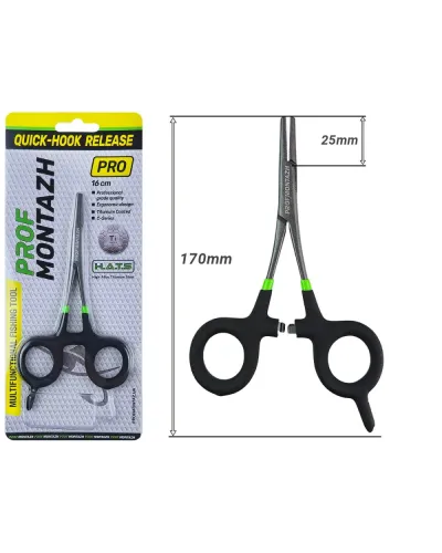 Зажим-корнцанг ProfMontazh Quick-Hook Release PRO 16 см с ножницами